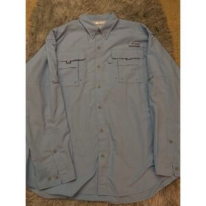 Columbia PFG Mens XL Tall Blue Long Sleeve Vented Fishing Shirt Performance Gear